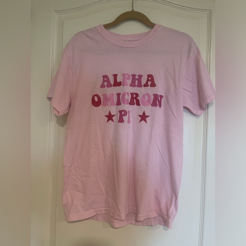 Pink Alpha Omicron Pi t shirt​​​​​​​​​